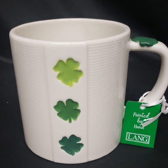 Lang NWT White and Green Clover Mug - Picture 1 of 7